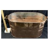 VTG. COPPER BOILER WASH TUB w WOOD HANDLES