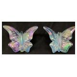 (2) FENTON IRIDESCENT CARNIVAL GLASS BUTTERFLY