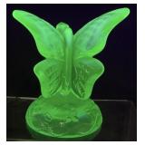 FENTON VASELINE (URANIUM) GLASS BUTTERFLY RING