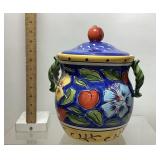 LRG. HAND PAINTED CLAY ART COOKIE JAR