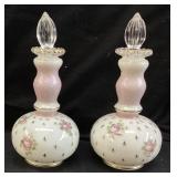 VTG. PAIR OF FENTON CHARLETON MILK GLASS PERFUME