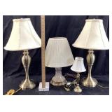 4) LAMP LOT, CRYSTAL, BRUSHED BRONZE, CANDLESTICK