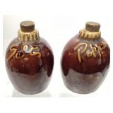 HULL BROWN DRIP GLAZE SALT & PEPPER SHAKERS