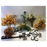 MCM CAST IRON WALL DECOR AND FAUX PLANTS