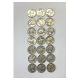 21) 1964 AND EARLIER WASHINGTON SILVER QUARTERS