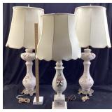 3) FLORAL LAMPS, ONE CAPODIMONTE STYLE