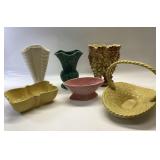 6 VINTAGE POTTERY MCCOY, ATLANTIC MOLD, RRP CO.,