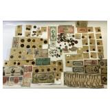 WORLD CURRENCY COIN AND PAPER, JAPANESE, SWISS,