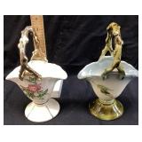 (2) VINTAGE HULL POTTERY WOODLAND PATTERN VASES