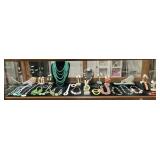 ASSORTED BEADED & STONE COSTUME JEWELRY