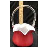 1984 FENTON AMBERINA SWIRL SATIN GLASS BASKET