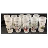 (10) VTG. LIBBEY FROSTED GLASS TUMBLERS,