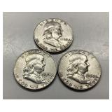 3) BENJAMIN FRANKLIN HALF DOLLARS