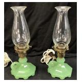 PAIR OF 1930s JADEITE LAMPS