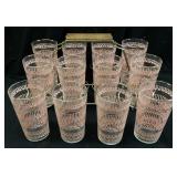 (12) MID CENTURY PINK SCALLOP GOLD RIM TUMBLERS