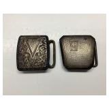 2) VTG. STERLING MONOGRAM BELT BUCKLES