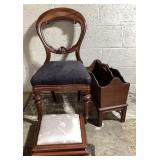 ANTIQUE VICTORIAN MAHOGANY CHAIR WITH FOOTSTOOL