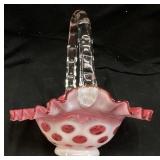VTG. FENTON CRANBERRY COIN DOT OPALESCENT GLASS