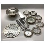 14pc VTG. STERLING SILVER LOT. COASTERS, TRIVETS,