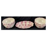 (5) BYBEE POTTERY PINK SPONGE WARE BOWLS &