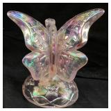 FENTON PINK IRIDESCENT BUTTERFLY ON BRANCH RING