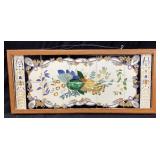 FRAMED HAND PAINTED FRUITS & FLORALS TILE MURAL