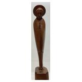 CARVED MAHOGANY MADONNA FIGURINE, 12.5in H