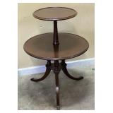 MAHOGANY 2-TIER DUMBWAITER TABLE, 30in H