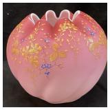 MT. WASHINGTON PINK SATIN GLASS ROSE BOWL,