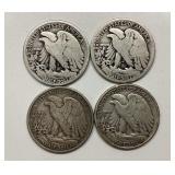 4) WALKING LIBERTY HALF DOLLARS