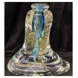 ART GLASS VASE, ARTIST SIGNED, 9in H