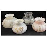 (4) VTG. DECORATIVE GLASS LAMP SHADES