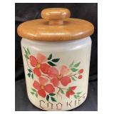 HAND PAINTED DOGWOOD FLOWER COOKIE JAR, 10in H