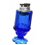 1960s FENTON VALENCIA BLUE GLASS TABLETOP LIGHTER