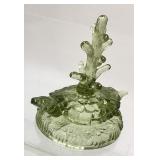 FENTON GREEN GLASS TURTLE RING TREE HOLDER, 4in H