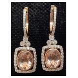 14KT ROSE & WHITE GOLD MORGANITE & DIAMOND