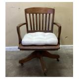 NORTH CAROLINA MADE WOODEN ROLLING DESK CHAIR
