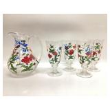 ONEIDA CRIMSON BLOOM PITCHER AND GOBLETS