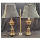 MCM BRASS AND WOODEN TABLE LAMPS