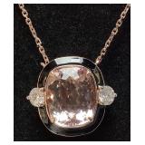 14KT ROSE & WHITE GOLD MORGANITE & DIAMOND