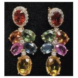 14KT YELLOW GOLD MULTI COLOR SAPPHIRE & DIAMOND