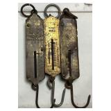 (3) VTG. BRASS FACED FISH SCALES, EXCELSIOR  &