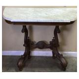 ANTIQUE EASTLAKE VICTORIAN MARBLE TOP SIDE TABLE