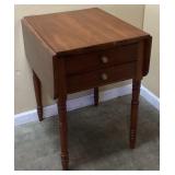 CHERRY DROP LEAF DOUBLE DRAWER SIDE TABLE
