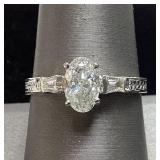 18KT WHITE GOLD DIAMOND RING, SIZE 9.25, 1.01ct