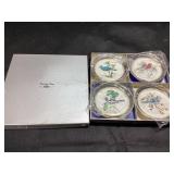 SHERIDAN SILVER PLATE SET OF 4 COASTERS SONG BIRDS
