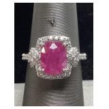 PLATINUM RUBY & DIAMOND RING, SIZE 7, RARE