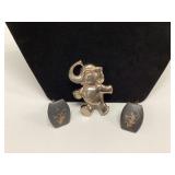 STERLING SILVER SIAM CUFF LINKS, HAPPY ELEPHANT