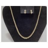 14K VINTAGE PEARL NECKLACE AND EARRINGS