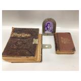 ANTIQUE 1892 HOLY BIBLE, SILVER PLATE PICTURE